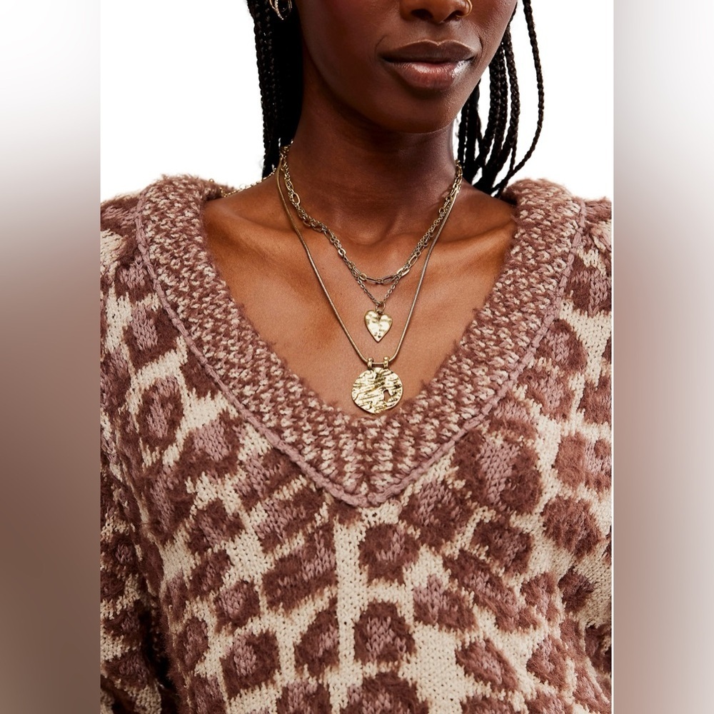 NWOT Free People XS Little Animal Pullover Sweater in Grey Antler Combo New - Picture 4 of 5